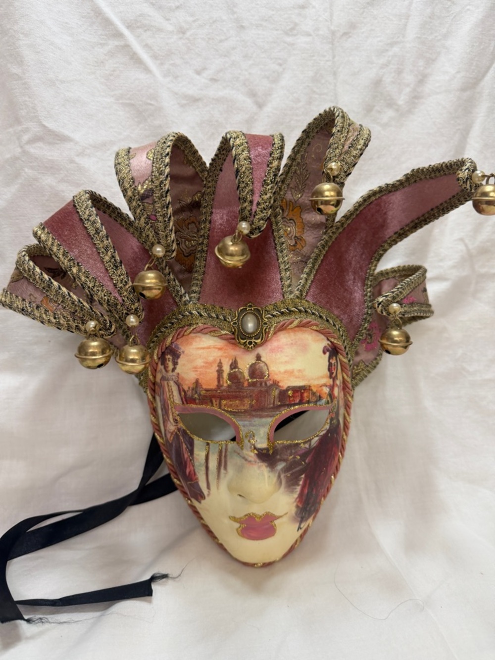 Handmade Venetian jester  Carnival Mask Italy vintage hand painted